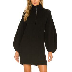 GESTUZ Black Zip Front Knit Mini Sweater Dress Size M